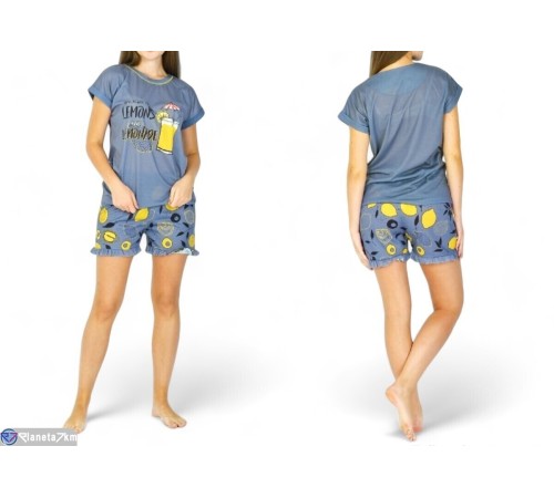 Піжама жіноча на весну/осінь (4 шт. р.сетка S-XL) синій "Lorinda" Піжама жіноча на весну/осінь (4 шт. р.сетка S-XL) синій "Lorinda"