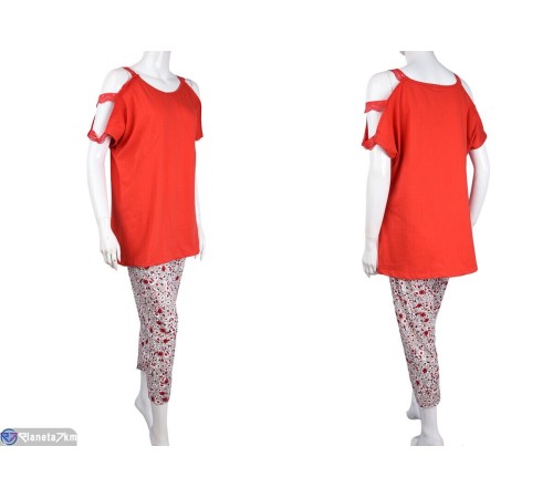 Піжама жіноча на весну/осінь (3 шт. р.сетка 2XL-4XL) червоний "Lorinda" Піжама жіноча на весну/осінь (3 шт. р.сетка 2XL-4XL) червоний "Lorinda"