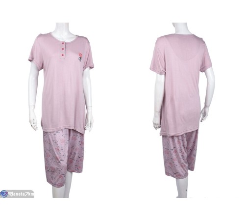 Піжама жіноча на літо (4 шт. р.сетка XL-4XL) рожевий "Lorinda" Піжама жіноча на літо (4 шт. р.сетка XL-4XL) рожевий "Lorinda"