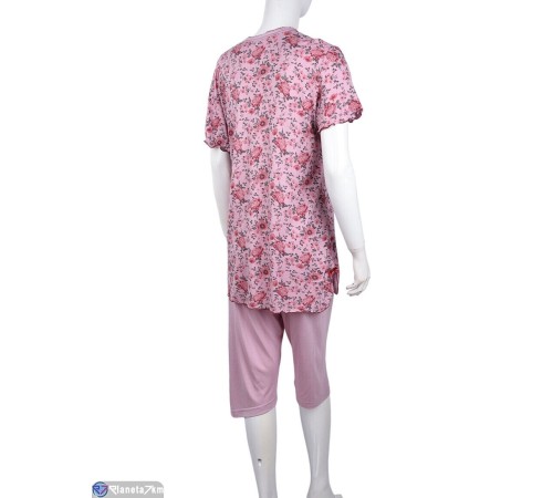 Піжама жіноча на літо (4 шт. р.сетка XL-4XL) рожевий "Lorinda" Піжама жіноча на літо (4 шт. р.сетка XL-4XL) рожевий "Lorinda"