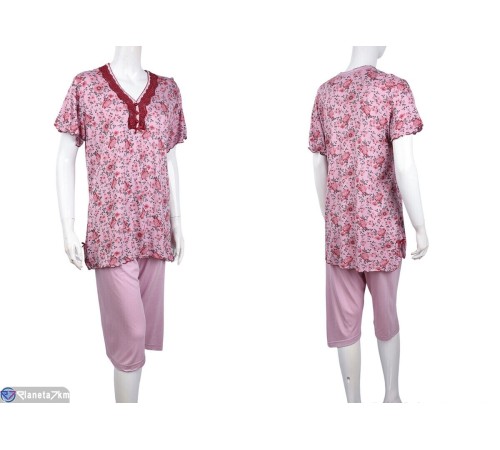 Піжама жіноча на літо (4 шт. р.сетка XL-4XL) рожевий "Lorinda" Піжама жіноча на літо (4 шт. р.сетка XL-4XL) рожевий "Lorinda"