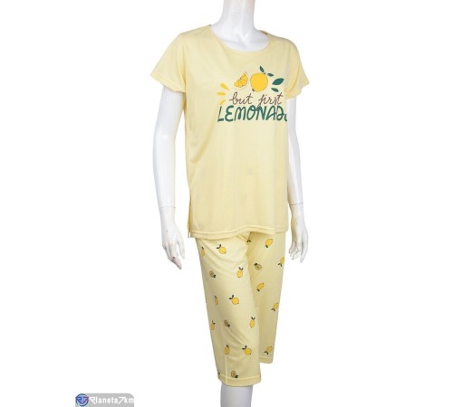 Піжама жіноча на весну/осінь (4 шт. р.сетка 2XL-5XL) жовтий "Lorinda" Піжама жіноча на весну/осінь (4 шт. р.сетка 2XL-5XL) жовтий "Lorinda"