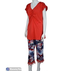 Піжама жіноча на літо (3 шт. р.сетка 2XL-4XL) червоний  "Lorinda"