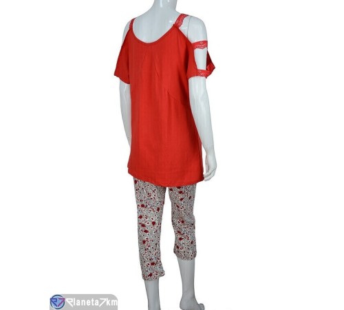 Піжама жіноча на літо (3 шт. р.сетка 2XL-4XL) червоний "Lorinda" Піжама жіноча на літо (3 шт. р.сетка 2XL-4XL) червоний "Lorinda"