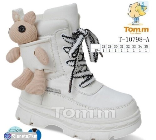 Дутики дитячі на зиму (8 пар р.28-35) білий "TOMMY" Дутики дитячі на зиму (8 пар р.28-35) білий "TOMMY"