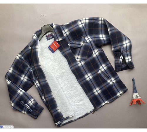 Сорочка чоловіча на зиму (10 шт. р.сетка M/L-3XL/4XL) синій "Peton" Сорочка чоловіча на зиму (10 шт. р.сетка M/L-3XL/4XL) синій "Peton"